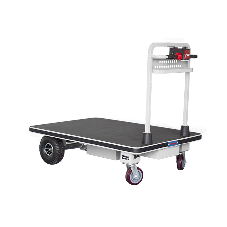 Flatbed industrial trolley with brake