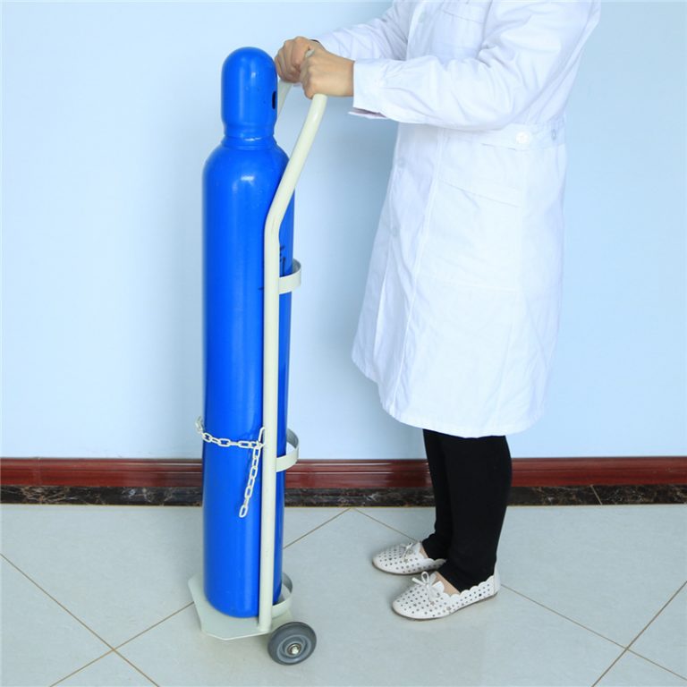 Two-wheeled household oxygen tank trolley